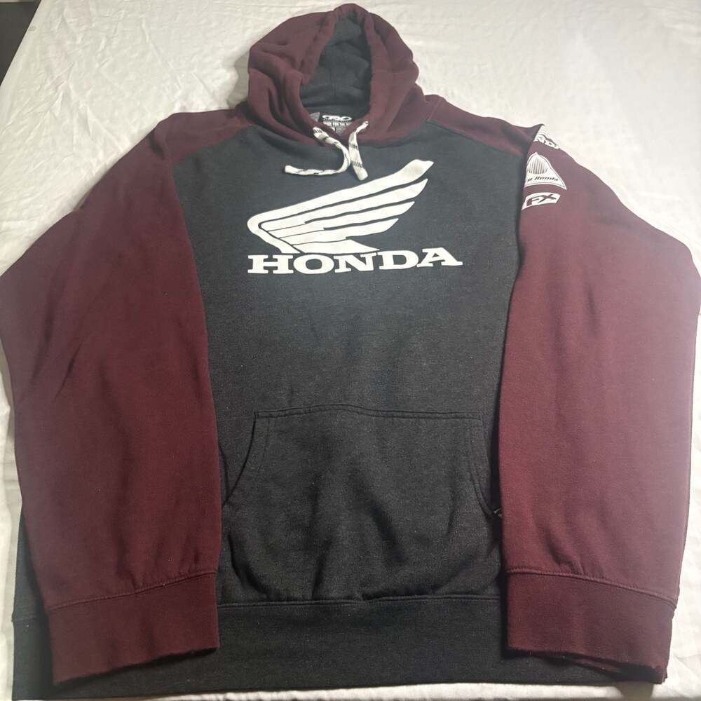 Factory Effex Honda Wing Pullover Hoodie XXL Charcoal Maroon